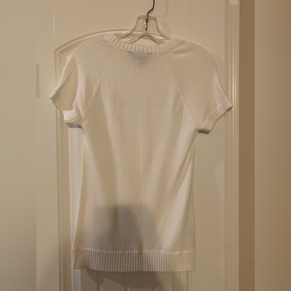 NWOT BCBG Maxazria Lightweight Off White Knit Short Sleeve Sweater Shirt l LARGE - Picture 3 of 5
